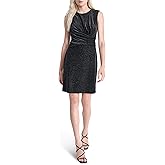 DKNY Women's Sleeveless Jewel Neck Ruched Bodice Mini Dress