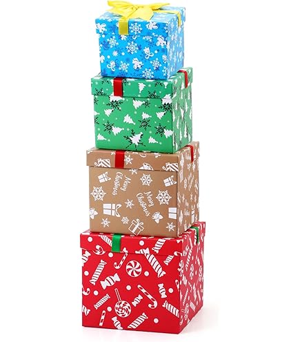 その他 NATAL DESIGN - FOLDING BOX HIGH RETRO STRIPE NATAL Amazon.com: TaoBary 4 Pcs Christmas Nesting Gift Boxes Hard