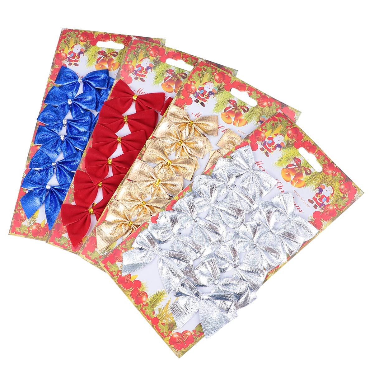 Amosfun 48pcs Christmas Bows Bowknot Holiday Xmas Christmas Tree Hanging Decorations Ornaments