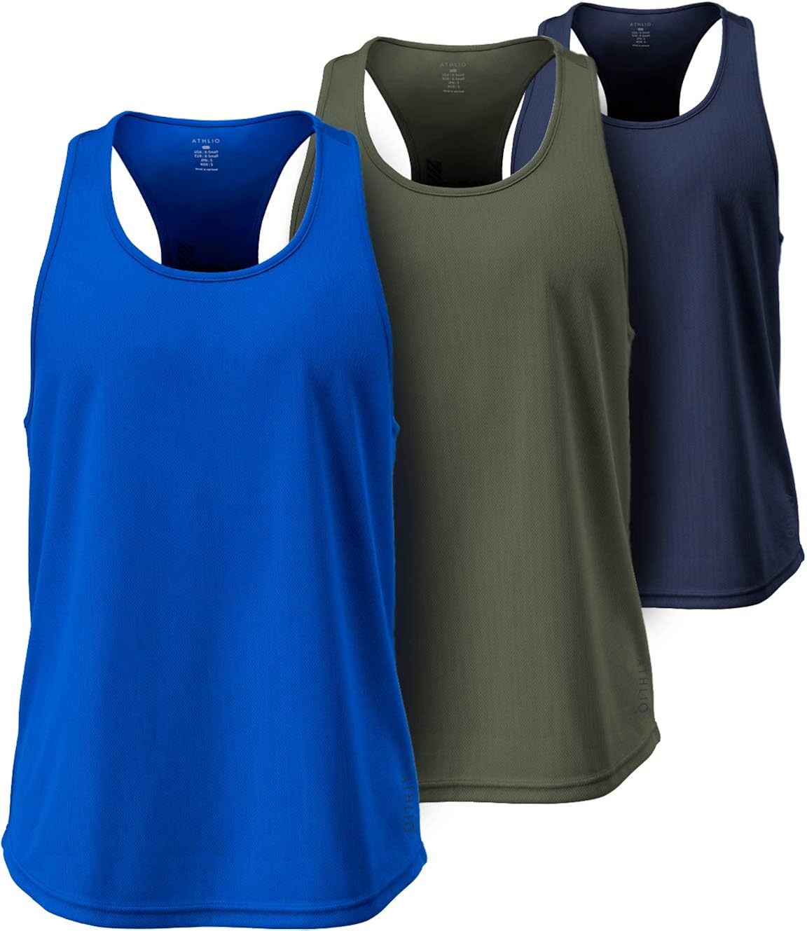 ATHLIO 3 Pack Men's Dry Fit Muscle Workout Tank Tops, Y-Back Bodybuilding Gym Shirts, Athletic Fitness Tank Top: Clothing