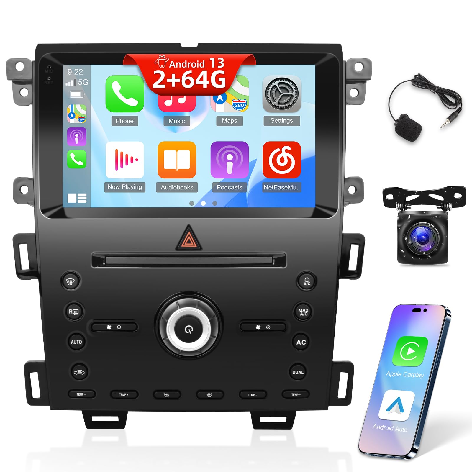 Photo 1 of [2G+64G] Car Radio for Ford Edge 2011 2012 2013 2014 2015, Android 13 Touch Screen Edge Stereo, Carplay/Android Auto/EQ Audio/SWC +AHD Backup Camera