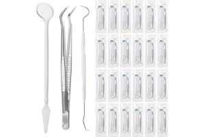 Clapzooki Disposable Dental Examination set Disposable Dental Tools 3Pcs Basic Instruments Set Dentist Dental Mirror Dental Explorer Plaque Remover for Teeth Oral Teeth Cleaning Dentist Tools (30 PCS)