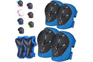 HocIece Kids/Youth Knee Pads Elbow Pads for 3-14Years Boys Girls 6 in 1 Kids Protective Gear Set Adjustable for Skating Cycling Bike Rollerblading Scooter Roller Skates