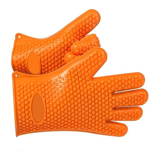 Karp Silicone Baking & Bbq Insulated Oven Gloves, Sold By Pair - Orange Color