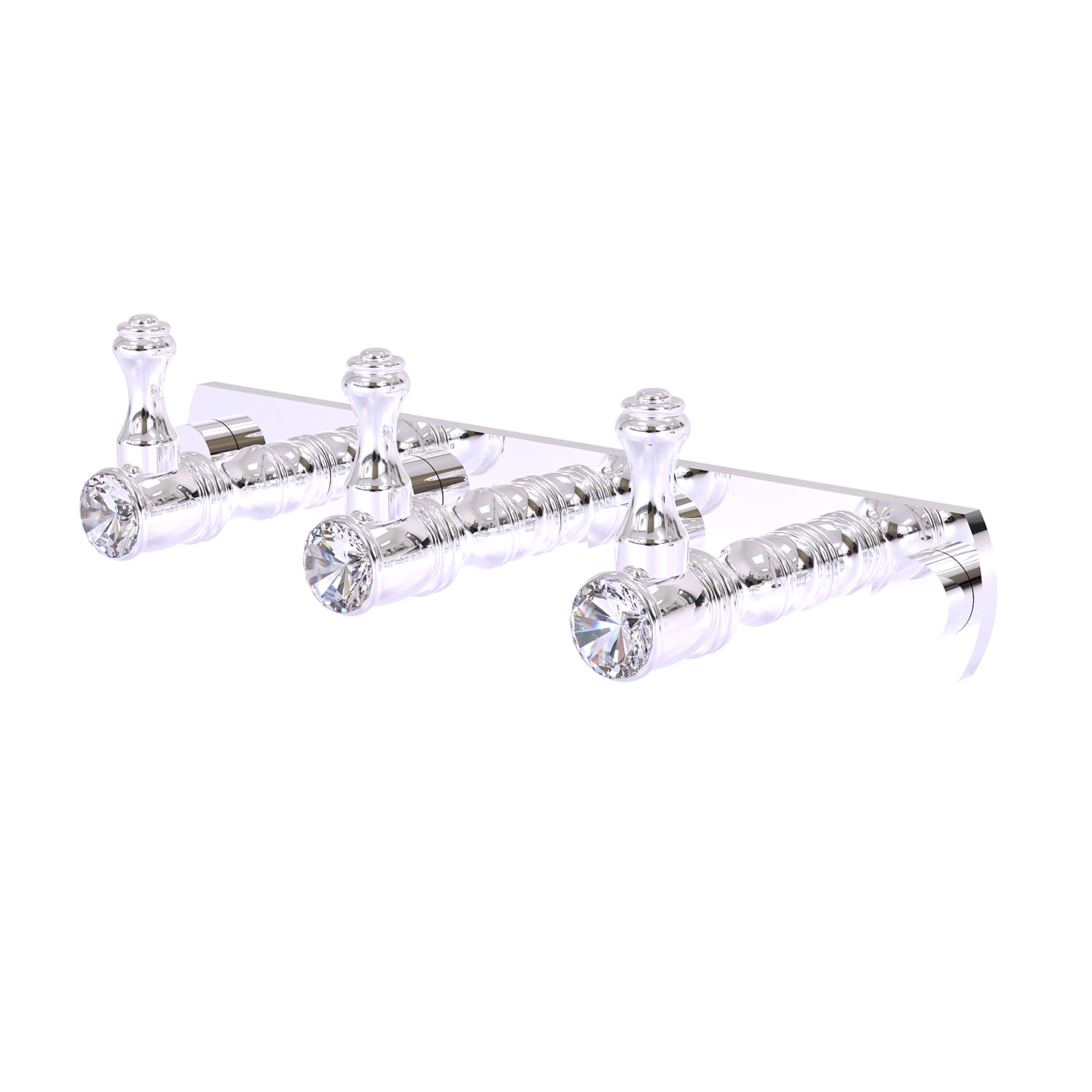 Allied Brass CC-20-3 Carolina Crystal Collection 3 Position Tie and Belt Rack Decorative Hook, Polished Chrome