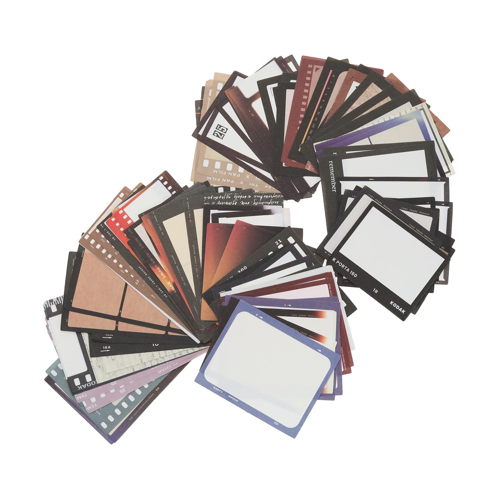 Be In Your Mind 100pcs Retro Camera Film Pattern Paper Vintage Film Kraft Paper DIY Decorative Memo Paper Retro Pattern Paper for Card Making Home Coffee Shop Cinema Decor