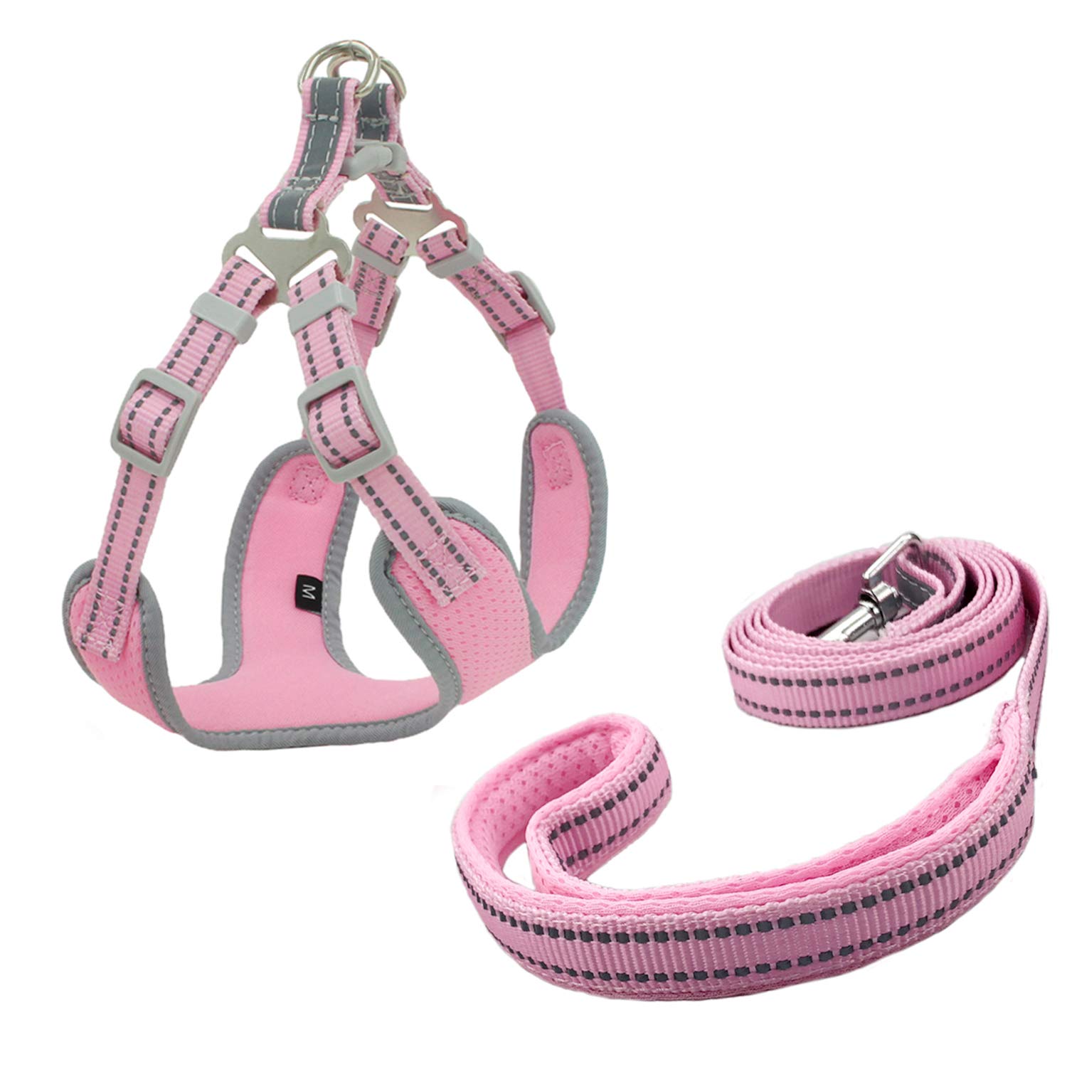 Newtensina Mesh Dog Harness Breathable Puppy Harness with Polyester Reflective Webbing - Pink - M