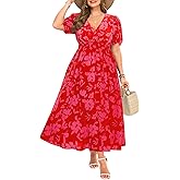 Women Plus Size Summer Dress - Easter Spring Floral Wedding Guest Maxi Long Dress