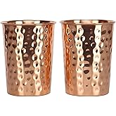 VANSH OVERSEAS Handcrafted Traditional Hammered Copper Water Glasses – Set of 2 | 300 ml Drinking Tumblers Copper Cups for Home Office Kitchen & Daily Use