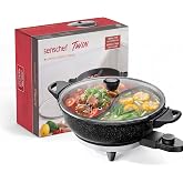 SENSCHEF TWIN™ Electric Hot Pot with Divider | Dual-Flavor Shabu Shabu Pots | EvenHeat Cast Aluminum Body | 1500W Fast Heatin