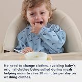 Yiupea Baby Weaning Bib Mess Proof with Long Sleeves Blue 6-24 Months view 5