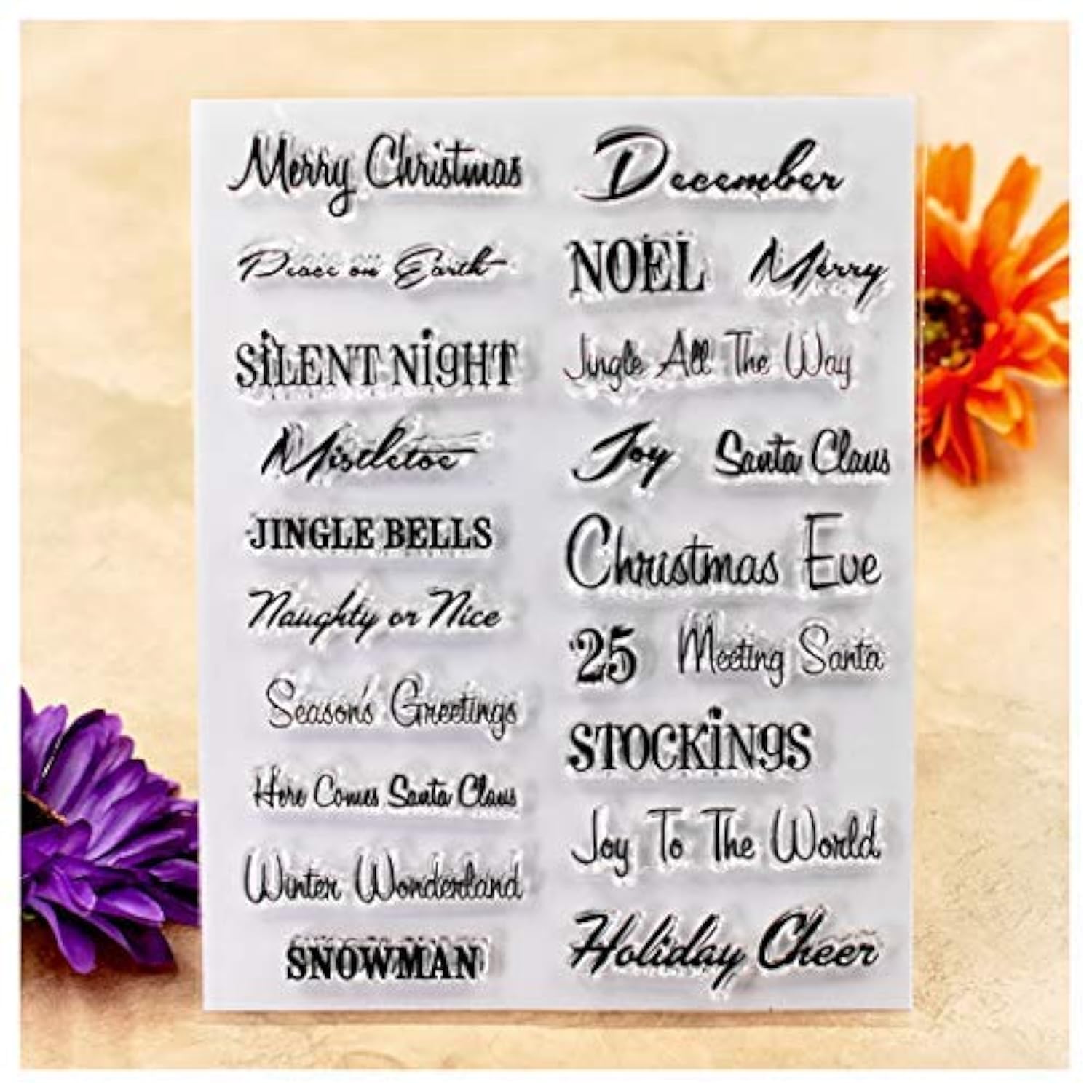 Kwan Crafts Words Merry Christmas Snowman Season's Greetings Clear Stamps for Card Making Decoration and DIY Scrapbooking