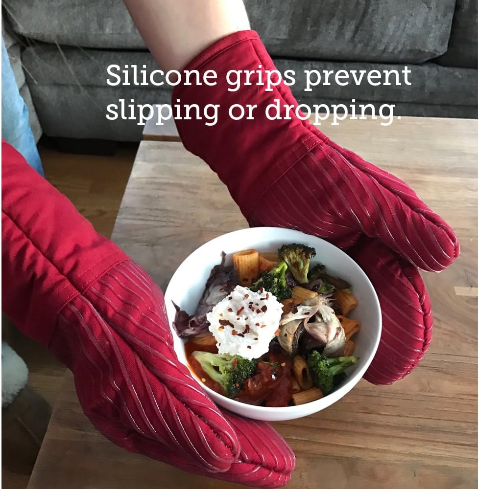 Big Red House Oven Mitts, with The Heat Resistance of Silicone and Flexibility of Cotton, Recycled Cotton Infill, Terrycloth Lining, 480 F Heat Resistant Pair Grey: Home & Kitchen