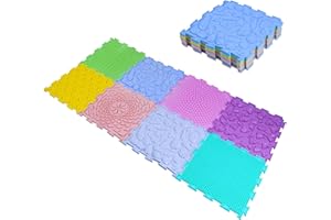 AUMAYCO Sensory Floor Mats 8PCS, Fun Rainbow Set of Sensory Mat Assorted Pattern Sensory Play Mats for Floor, Foot Massage Mats, Game Mats, Orthopedic Floor Mats, Candy Colors