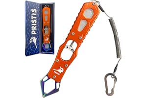 Pristis High Strength Fish Gripper, Heavy Duty Stainless Steel Fishing Lip Grabber with Lightweight Aluminum Handle, Hook Rem