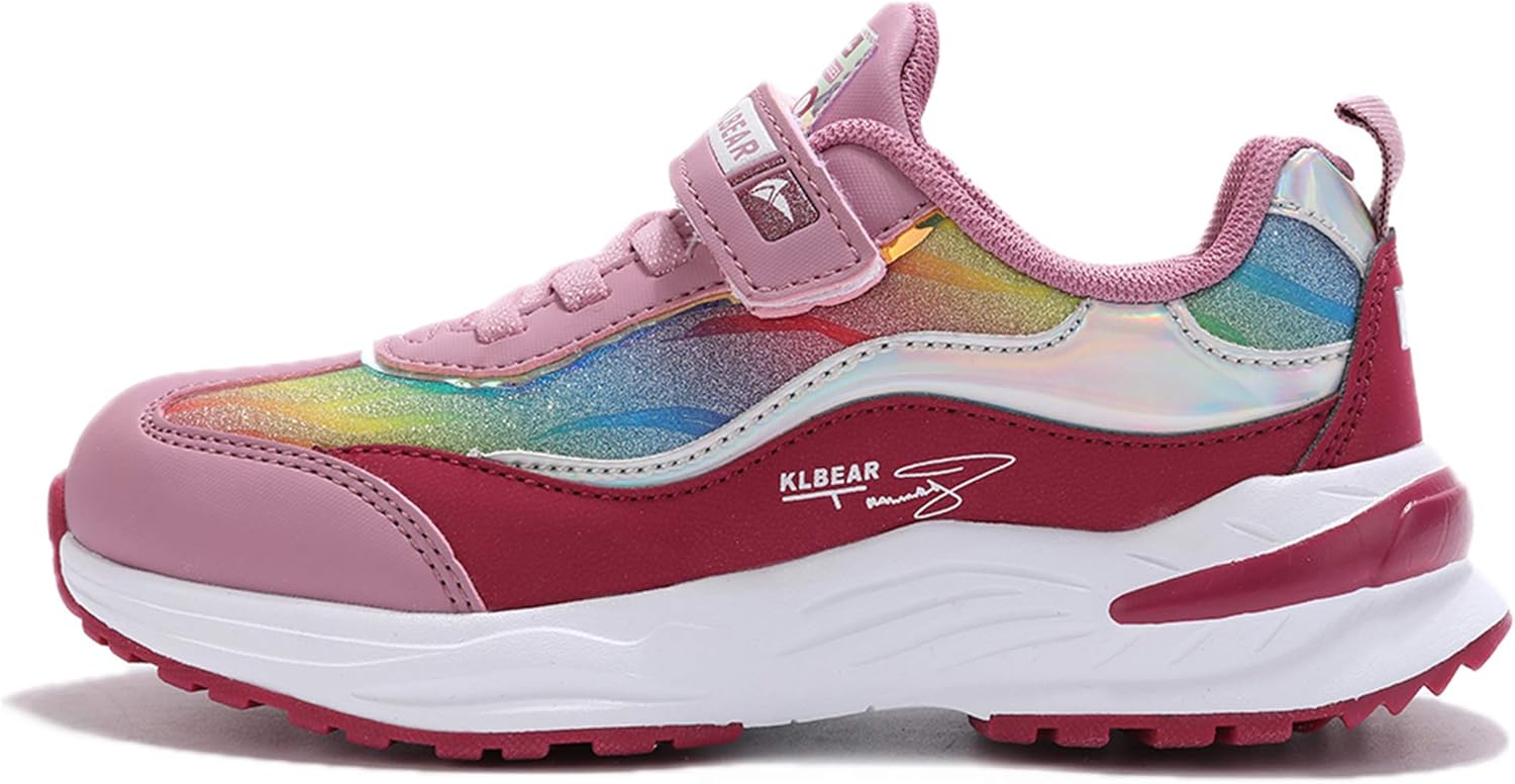  | kulebear Kids Sneakers Breathable Running Tennis Shoes Walking Sport Casual Twinkle Glitter Shoes for Girls | Sneakers
