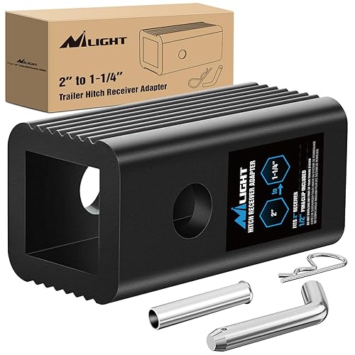 Nilight Trailer Hitch Receiver Extender Adapter Reducer 2 to 1-1/4 Inch Sleeve Convertor Receiver Aluminum Towing Accessories for Tractor Bucket RV Truck Bike Rack Cargo Carriers