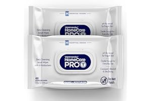 WELMEDIX Homecare Pro Oversized Daily Cleansing Adult Wipes With 6 Moisturizers Wet Cleansing, Rinse Free, Bathing Wipes, Hospital Grade pH Balanced for Fragile Skin - 2 Pack | 48 Count XL |