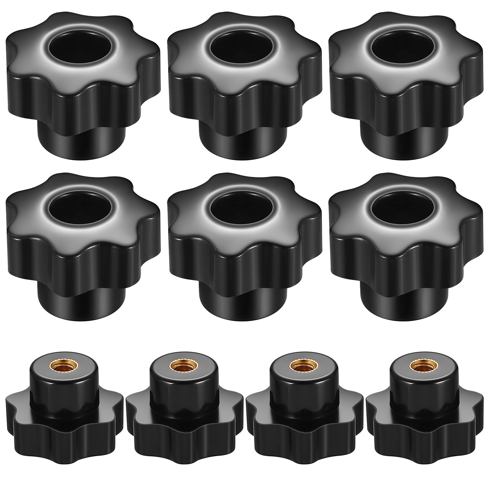 HAOCHEN 10 Pcs M6 Star Shape Head Knobs, Black Plastic Female Thread Clamping Knobs, Grip Hand Knob Handle for Woodworking Fixture Furniture Machine Tool