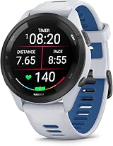 Garmin Forerunner 265 Music GPS Running Smartwatch 46mm AMOLED Whitestone view 2