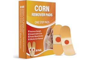 AEE Corn Remover Pads for Feet & Toes - Medicated Patches with 40% Salicylic Acid, Extra Strength Callus Treatment for Small Corns & Calluses, All-Day Adhesive Protection for Active Adults, 30 Count