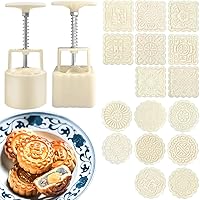 AIKEFOO Chinese Traditional Mid-Autumn Mooncake Mold Set Two Sets Of 18 Pieces 100g/125g Different Round And Square Flower Pa