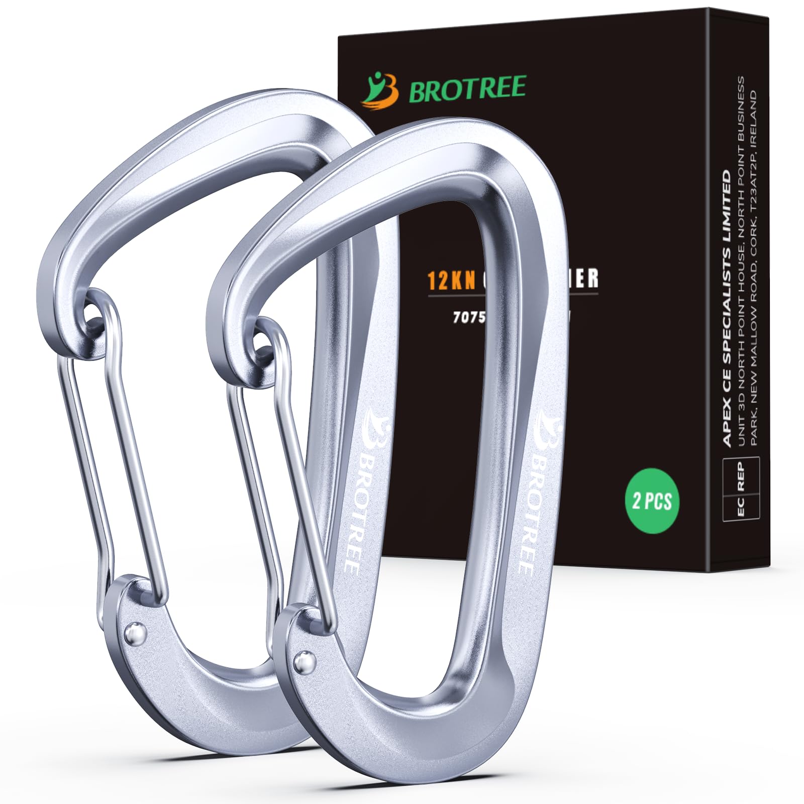 BROTREE 12KN Carabiner Clips Heavy Duty Carabiners for Hammock, Camping, Hiking, Backpack and More (2 or 4 Packs)