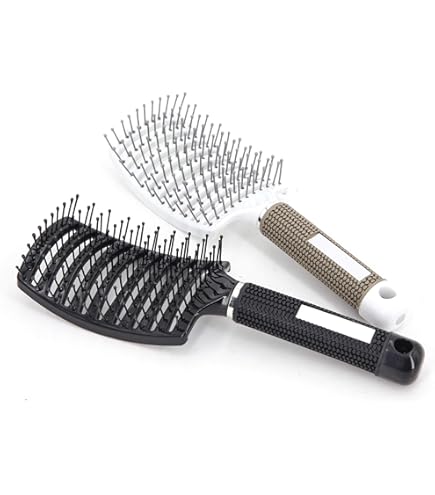 Black-Zigzag1) - Speed Dry Hair Brush Soft Bristles Flexible