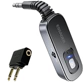 ESSAGER Bluetooth Receiver for Car, Noise Cancelling 3.5mm AUX Bluetooth Car Adapter, Wireless Audio Receiver Transmitter for Home Stereo/Wired Headphones Airplane, Gray