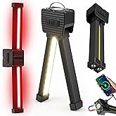 Gym Lamp, Portable Gym Lighting for Posing, Magnetic Work Light Rechargeable, 180&deg;Rotate Foldable Camping Lamps with Hang Hook, Hiking Handheld LED Flashlight - Black