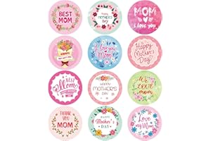 Auzesto 288Pcs Mother's Day Stickers, Self-Adhesive Floral Mothers Day Envelope Seals Stickers Happy Mother's Day Labels Sticker for Envelope Card Boxes Goodie Bags Mothers Day Favors Decor