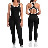 OLCHEE Womens Workout Jumpsuits Seamless Yoga Gym Bodycon Rompers Sexy Racerback Tummy Control Padded Bra Unitard