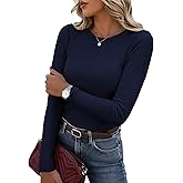 GRACE KARIN Women's 100% Merino Wool Base Layer Sweater, Fall Knit Long Sleeve Pullover Top, Casual Soft Slim Fit Shirt