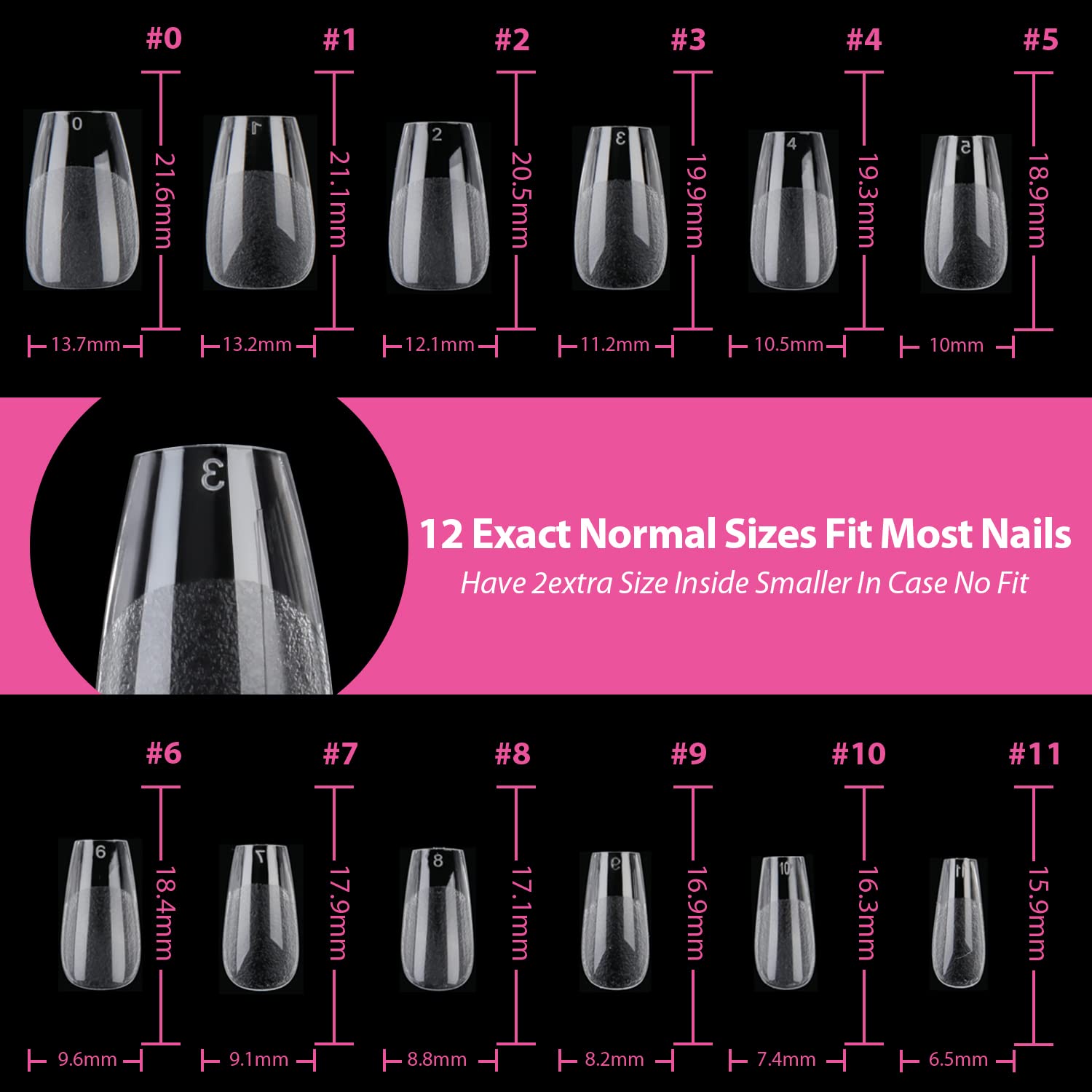 UNA GELLA Short Coffin Press on Nails - 216pcs Pre-shape Gel Tips for Full Cover Acrylic Nail Extension DIY - 12 Sizes for Home Salon - Image 7