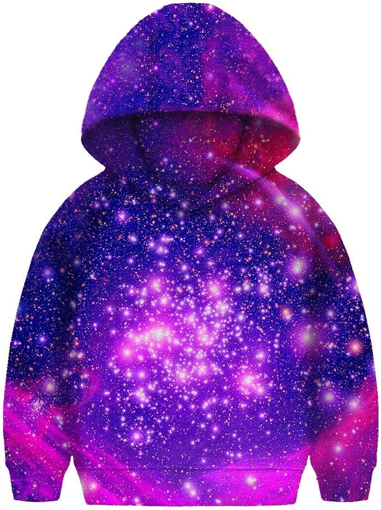 Amazon.com: SAYM Girls Kids Galaxy Fleece Universe Sweatshirts Pullover ...