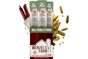 WENZEL'S FARM Wenzel’s Farm Dill Pickle Sticks │Snack Sticks │ Flavorful, Naturally Smoked │ High Protein, Low Carb │ No MSG, Fillers, Binders, Artificial Colors │ Gluten Free | 16 sticks (8 packs of 2)