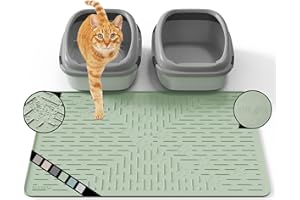 OHMO Cat Litter Mat Large Trapping Mat Premium Silicone Rubber 31.5x23.6 Sage Green, Waterproof and BPA Free Kitty Litter Box Mat, Easy to Clean and Keeps The Floor Tidy