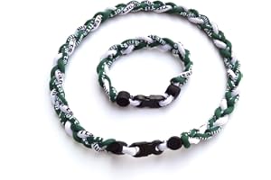 CEBUY 3 Rope Braided Tornado Titanium Sport Baseball Necklace 20" & Bracelet 8"