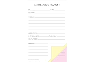 BECKS PRINTING Maintenance Request Forms on 3 Part Carbonless Paper (Pack of 100)