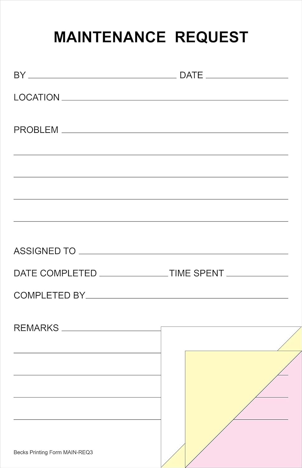 Maintenance Request Forms on 3 Part Carbonless Paper (Pack