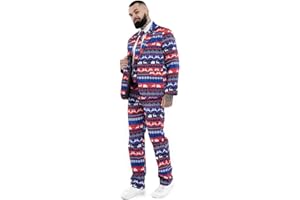 U LOOK UGLY TODAY Men's Christmas Party Suit Funny Costume Novelty Xmas Jacket Trousers with Tie