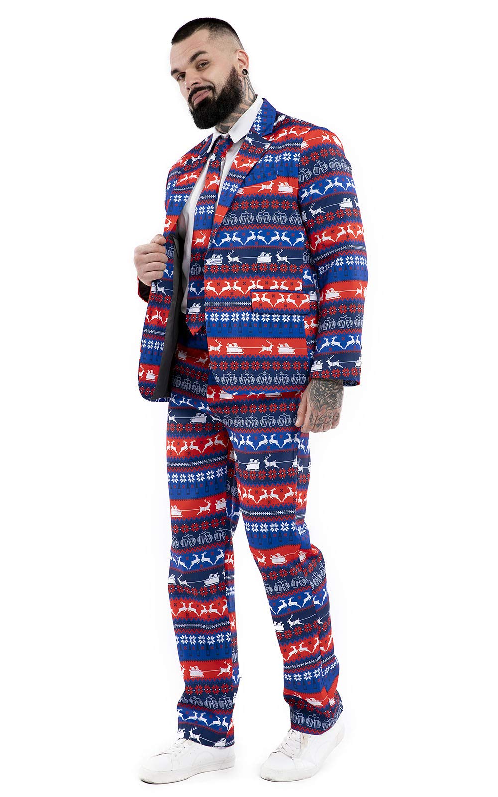 Costume Smoking Humoristique De Noël Pour Homme - Veste Imprimée Festivités, Mariage Décalé, Fête Cosplay - 3