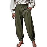 Runcati Mens Medieval Pirate Pants Renaissance Viking Knicker Colonial Halloween Cotton Gothic Costume Trousers