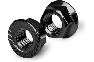EASTPUK M10 Serrated Flange Nuts, 50Pcs M10-1.5 Grade 10.9 Carbon Steel Hex Lock Hardware Nuts Black Oxided for Industrial & 