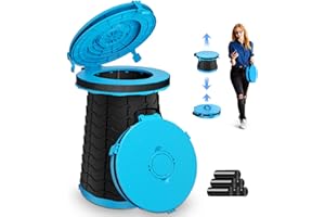 Panmout XXL Portable Toilet - 19.7"H Adjustable Foldable Camping Toilet, Luggable Loo with Lid, Strap,Toilet Bag for Camping, Hiking, Travel and Car