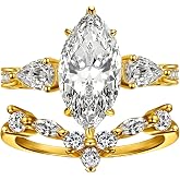 Luxury Wedding Ring Sets for Women 1CT Marquise AAAAA CZ Yellow Gold Plated Engagement Ring Wedding Band