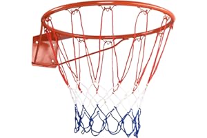 GYMAX Basketball Rim, 15/18 inch Basketball Rim Replacement with All-Weather Net, Basketball Hoop Replacement Rim Outdoor/Ind