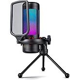 TONOR Gaming Mic, USB Microphone for PC PS4/5, Cardioid Condenser Mic with Adjustable RGB Modes & Brightness, Quick Mute, Gai