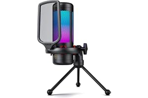 TONOR Gaming Mic, USB Microphone for PC PS4/5, Cardioid Condenser Mic with Adjustable RGB Modes & Brightness, Quick Mute, Gai