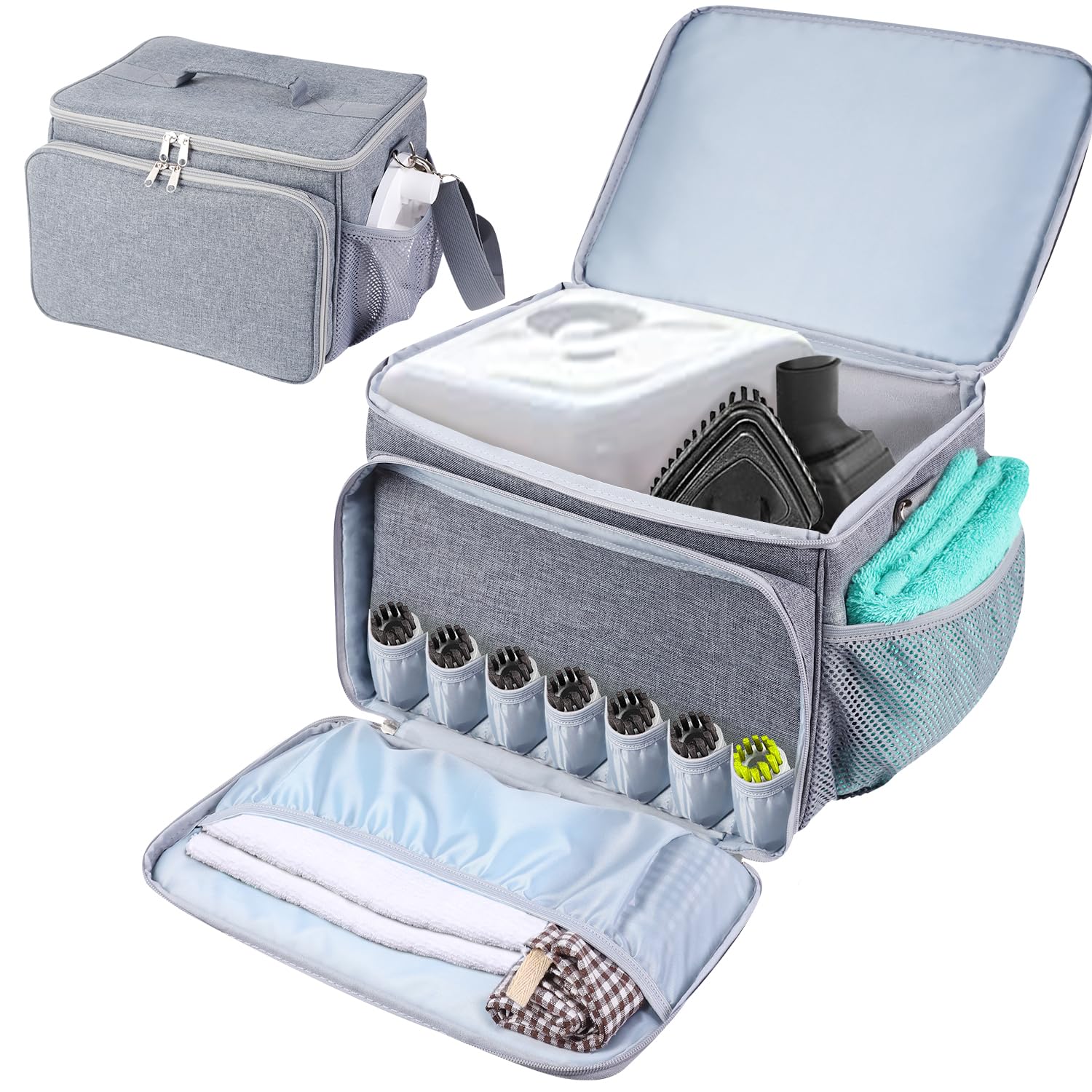 TXIYEAN Adjustable Compartments Carry Bag Compatible with Dupray Neat Steamer for Floors,Portable Steam Cleaner Storage Bag Household Hand Case with Extra Pockets（Case Only）